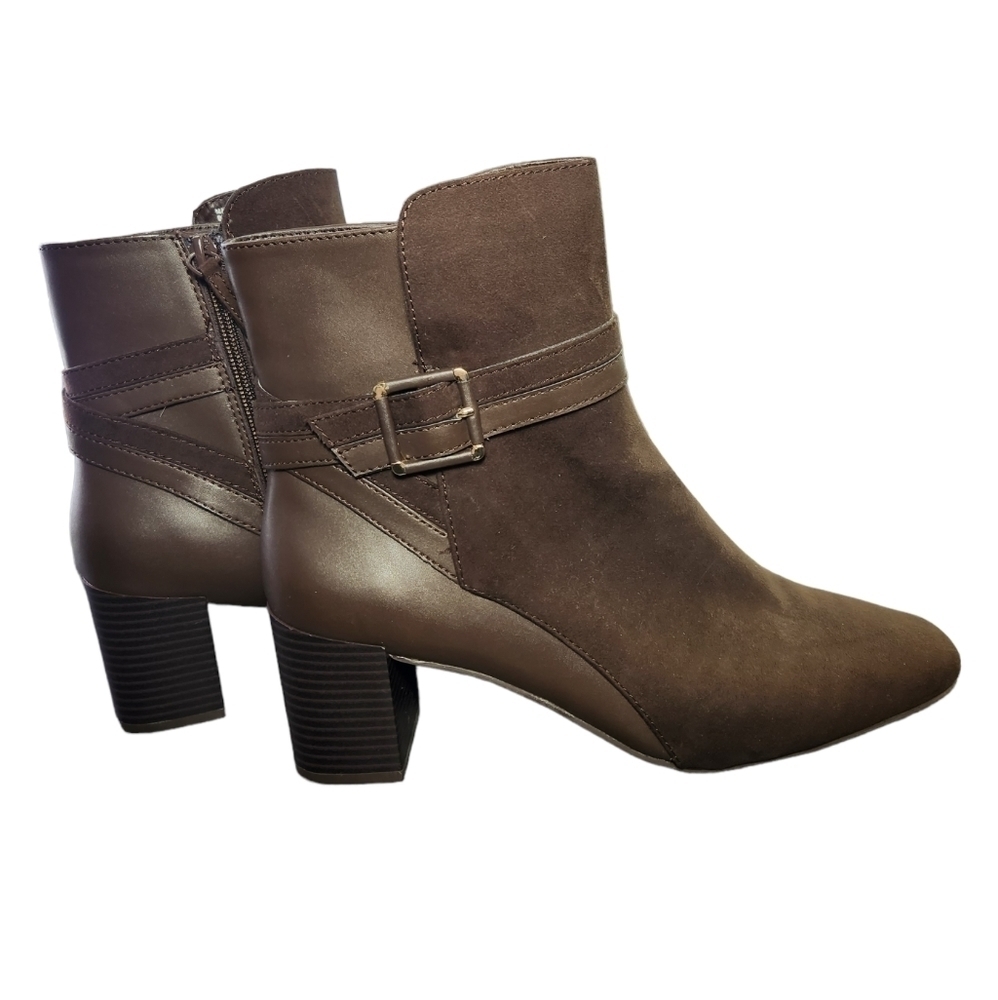 Dress Barn Mila Brown Heel Booties Size 10 Western Fashion Fall Suede Leather - Picture 4 of 11